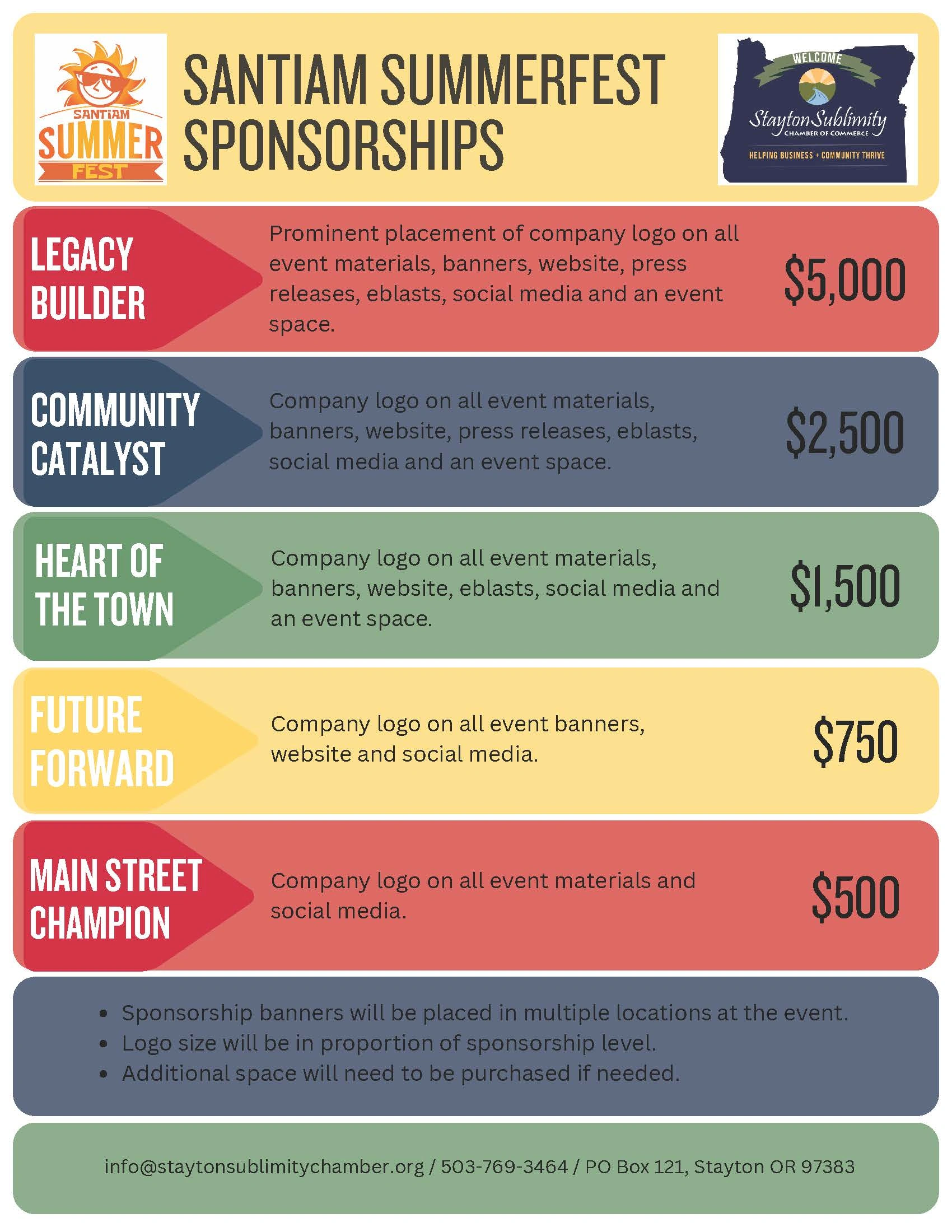 Summerfest Sponsorship Levels
