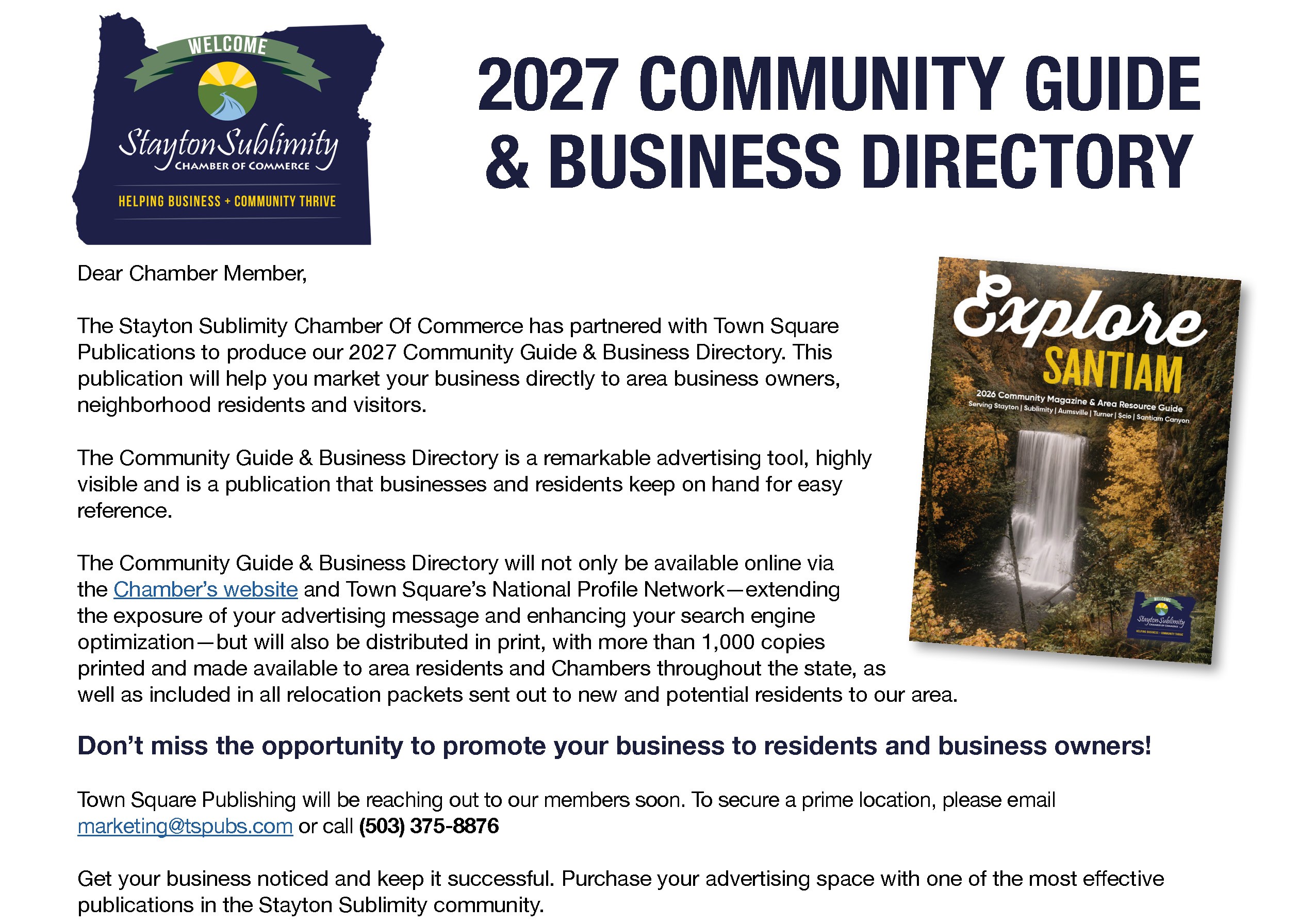 Canva Design welcoing Nicholas Raba as the new Director of Membership & Business Engagement -dark green background - Stayton Sublimity Chamber Logo, grey and yellow accents and picture of Nicholas in grey hat with black band - man in 40's with black shirt and green trees behind